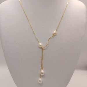 Collier pendentif perle  plaqué or 14 carats