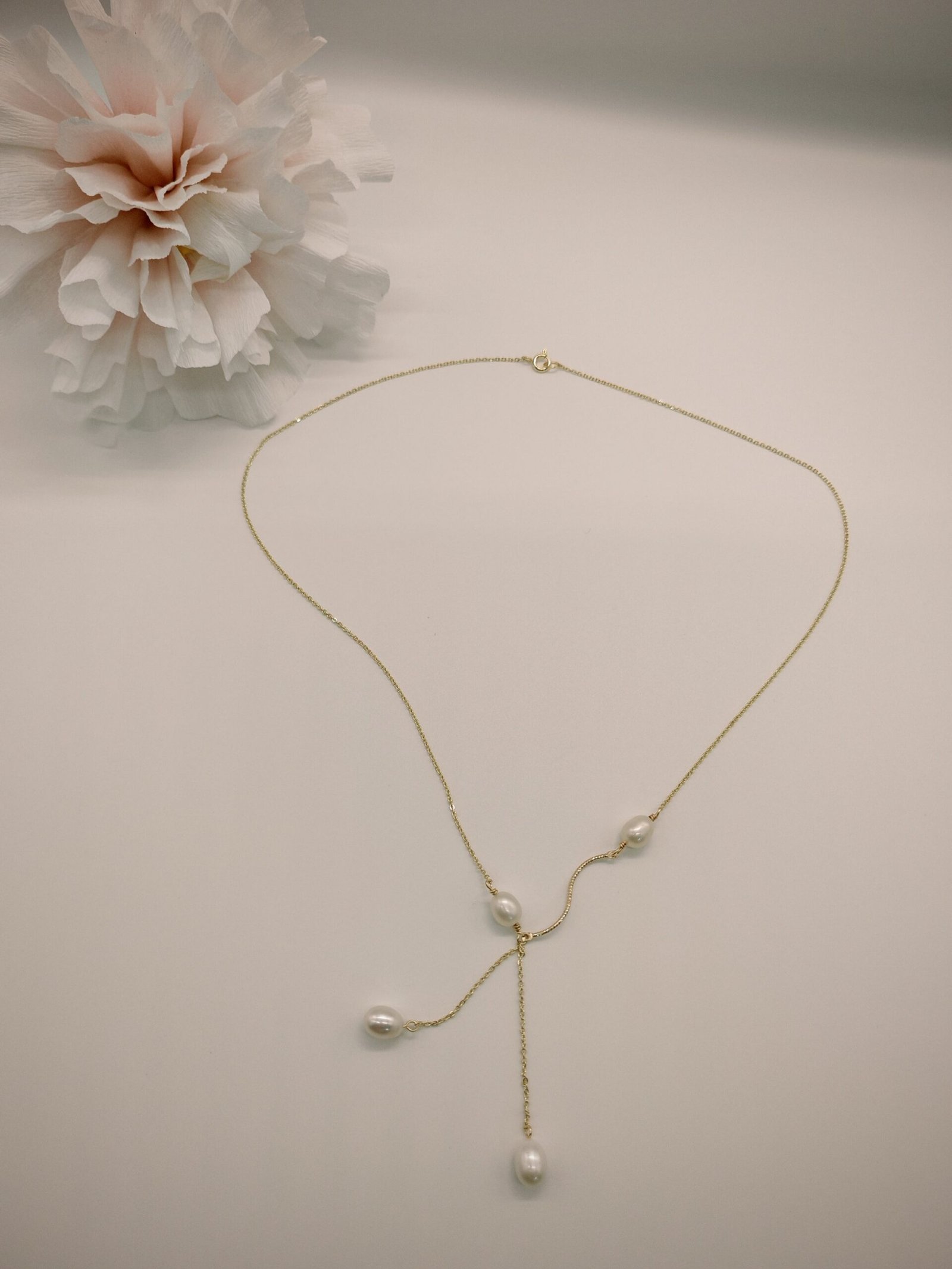 Collier pendentif perle plaqué or 14 carats - Image 2