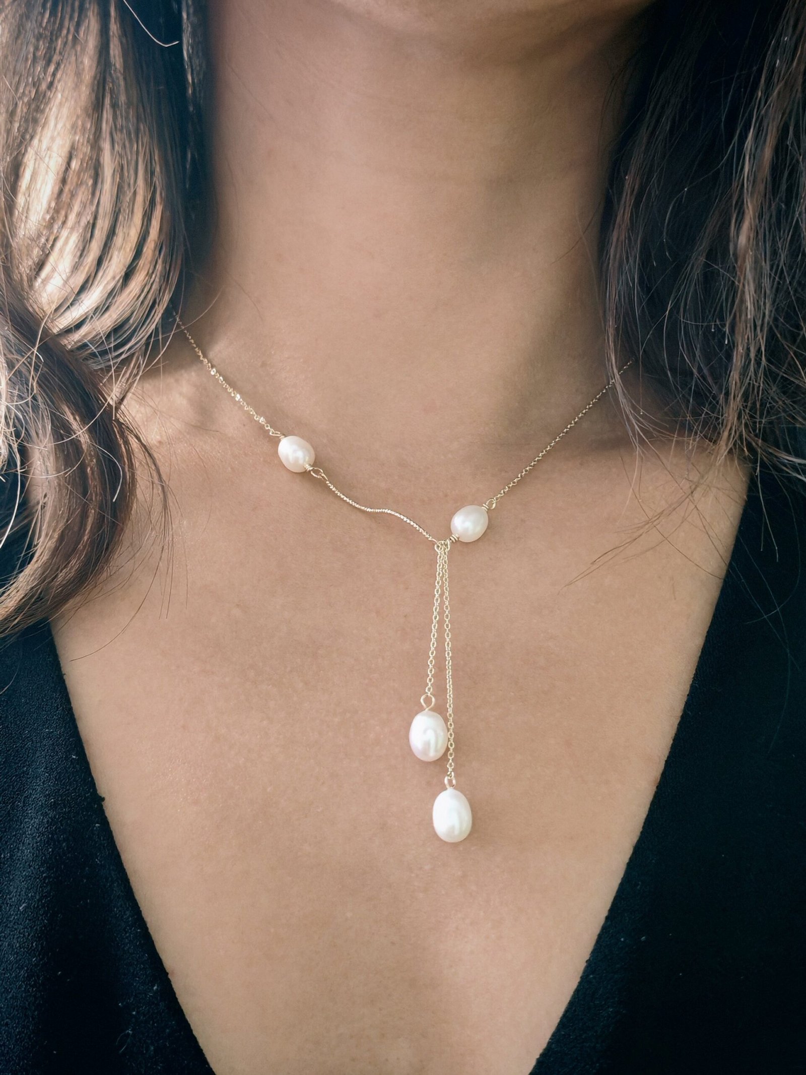 Collier pendentif perle plaqué or 14 carats - Image 5