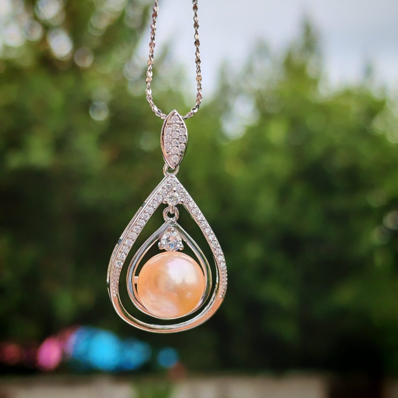 Collier pendentif perles d'eau douce en argent, bijoux faits main, cadeau pour femme - Image 10