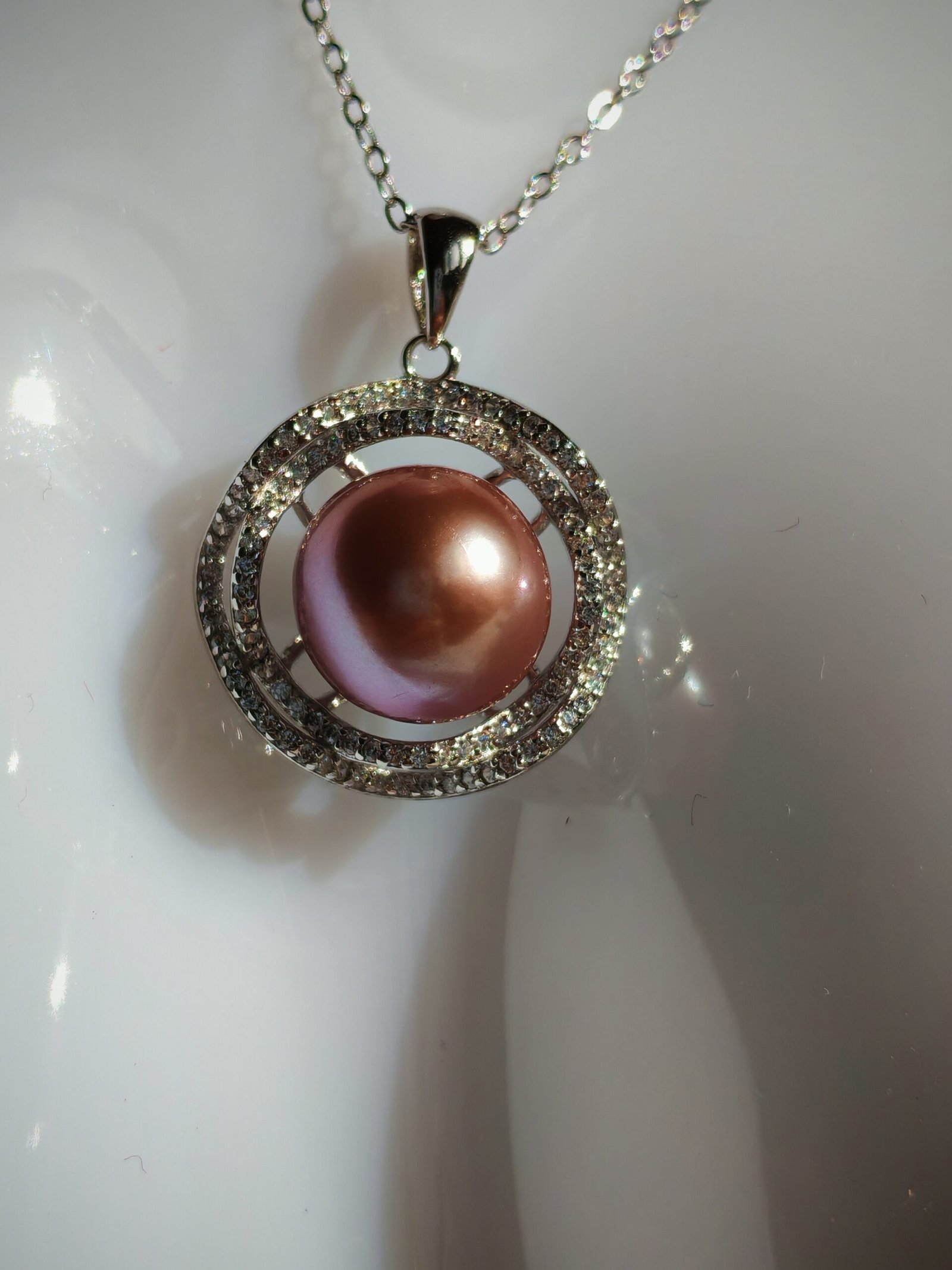 Collier perle pendentif argent sterling plaqué or 18k - Image 5