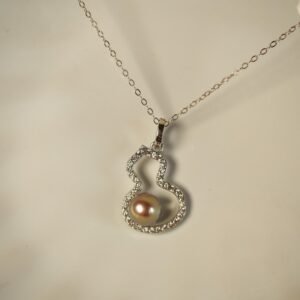 Collier pendentif perle violet argent sterling plaqué or blanc