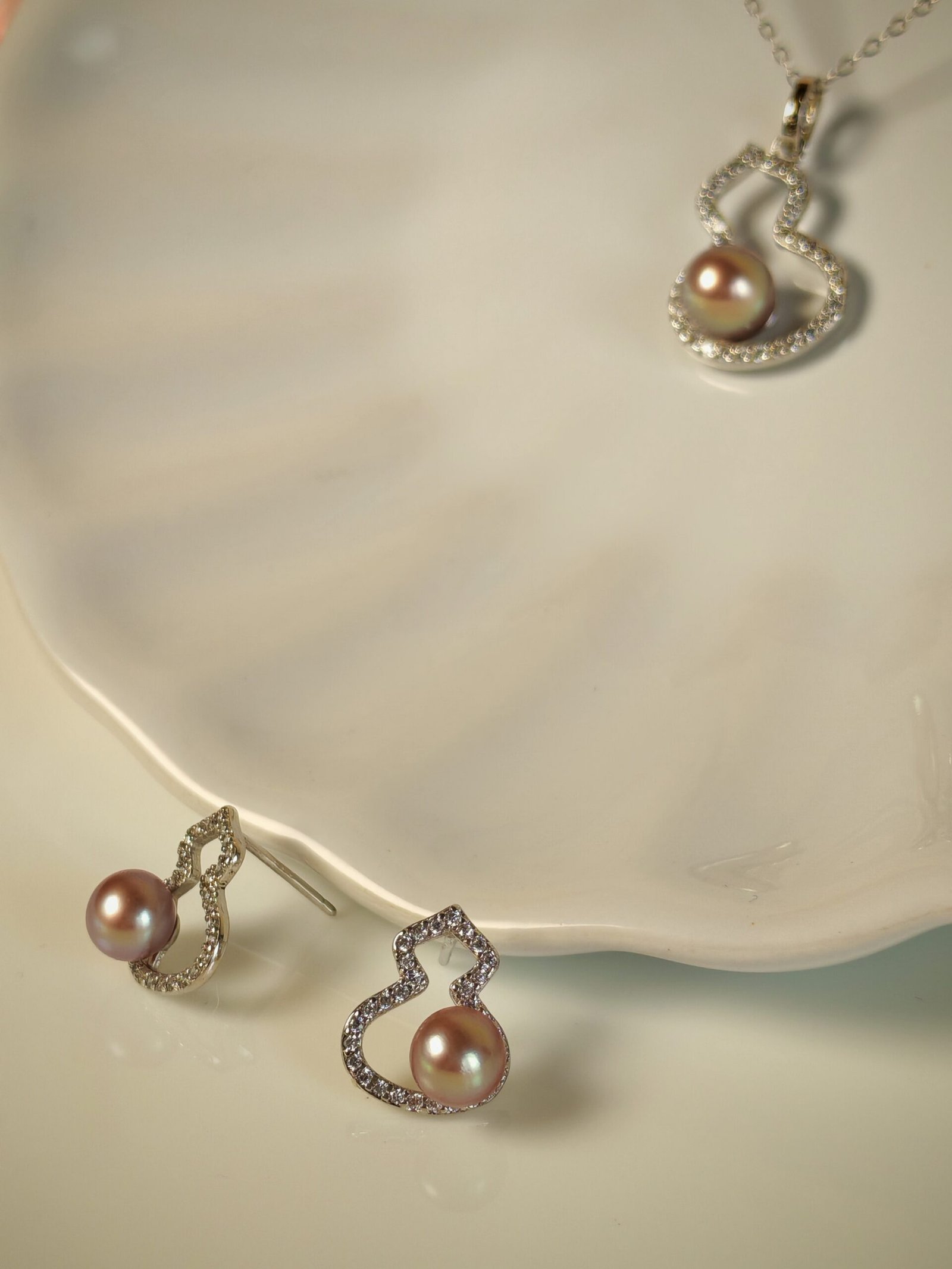 Collier pendentif perle violet argent sterling plaqué or blanc - Image 5