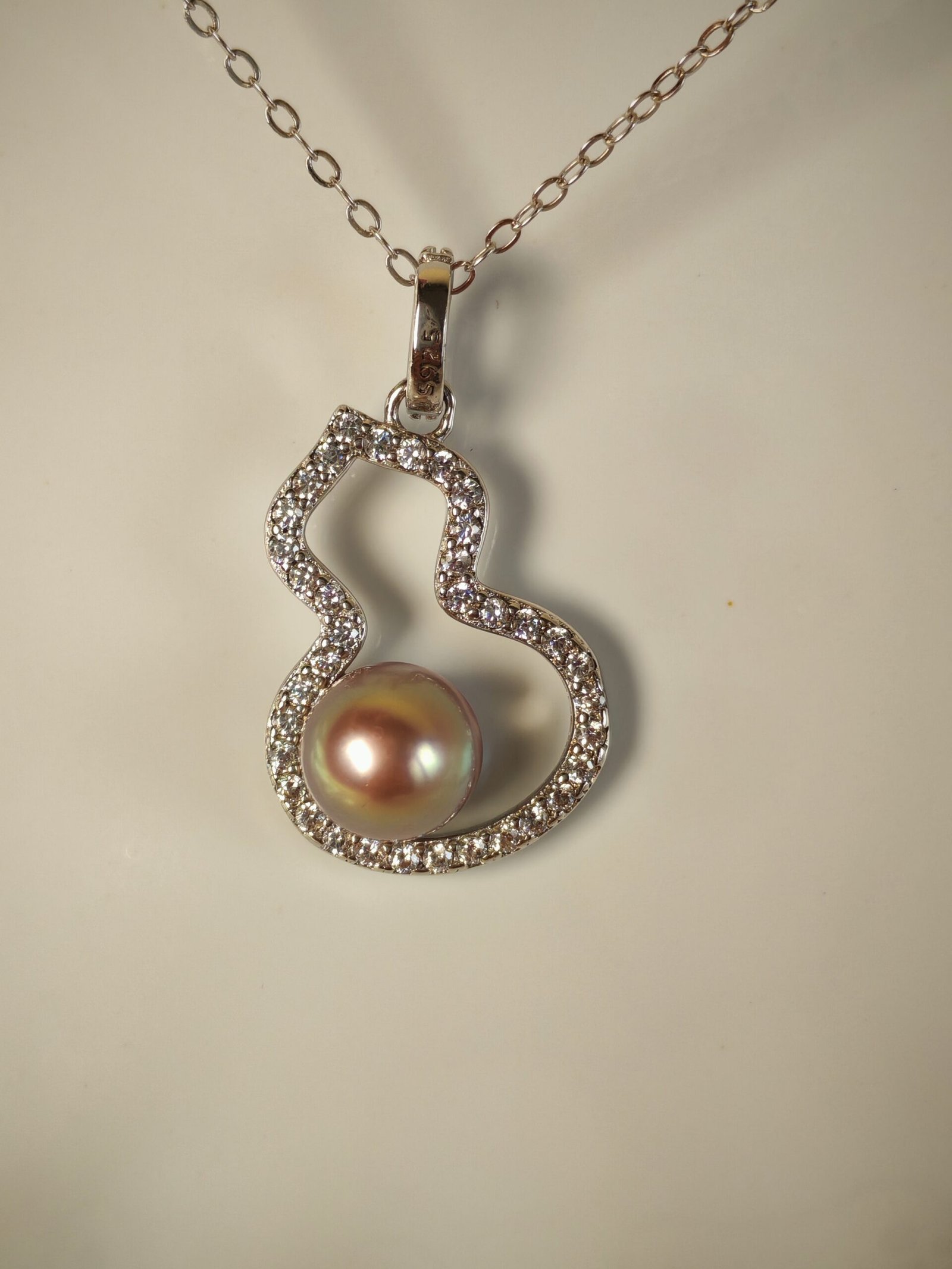 Collier pendentif perle violet argent sterling plaqué or blanc - Image 7