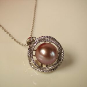 Collier perle pendentif argent sterling plaqué or 18k