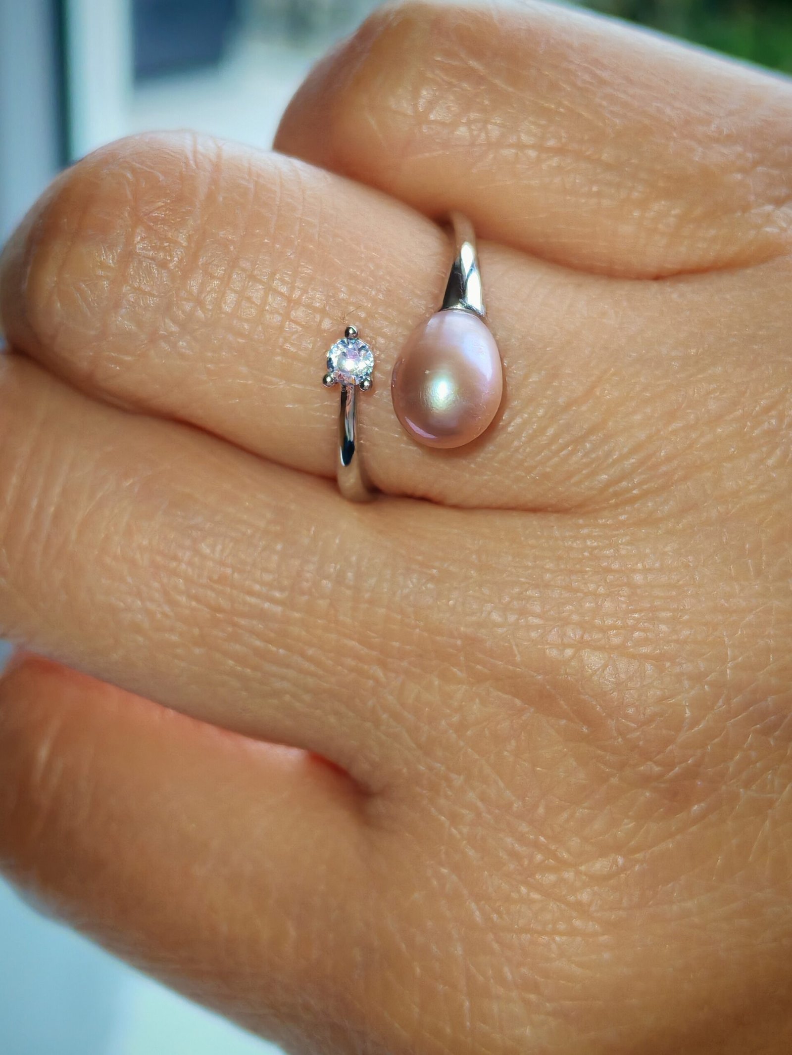 Bague perle d'eau douce en argent, bijoux faits main, cadeau élégant pour femme – Argent 925 – Bijou fait main – Cadeau femme - Image 8