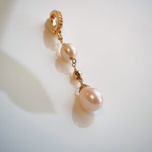 Collier pendentif perle violet champagne plaqué or 14 carats