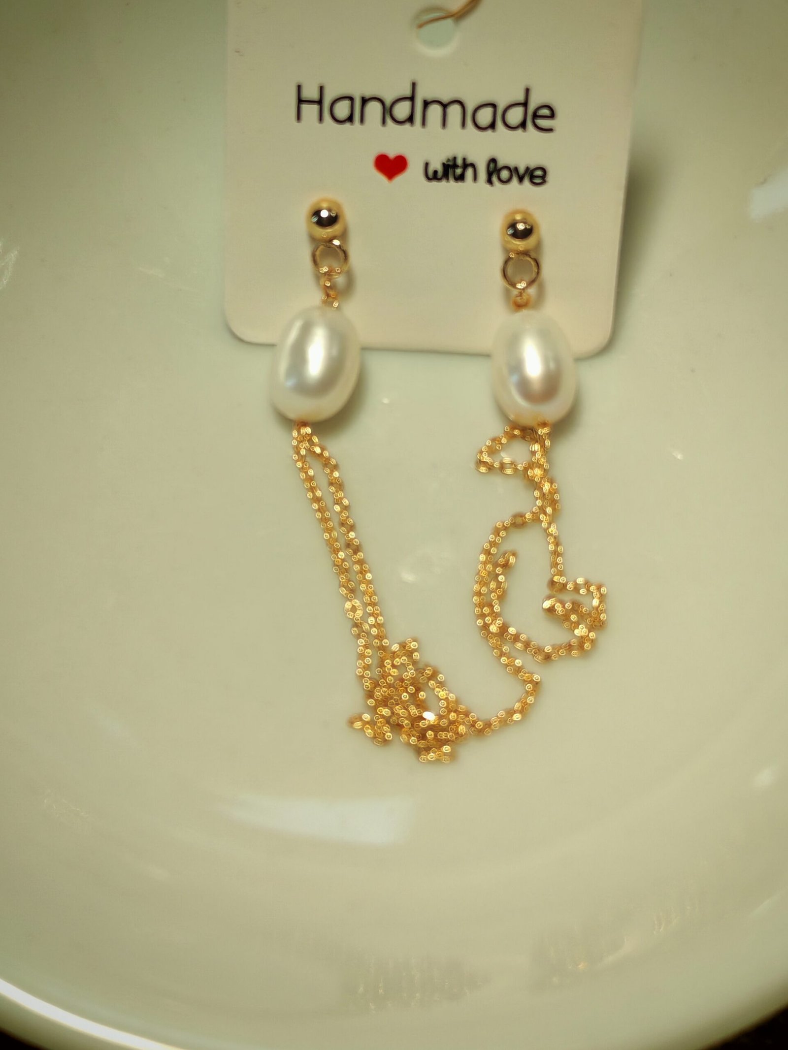 Boucles d'oreilles perle d'eau douce en plaqué or 14, bijoux faits main, cadeau élégant pour femme – Bijou fait main – Cadeau femme - Image 2
