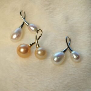 Collier pendentif double perles argent sterling plaqué or