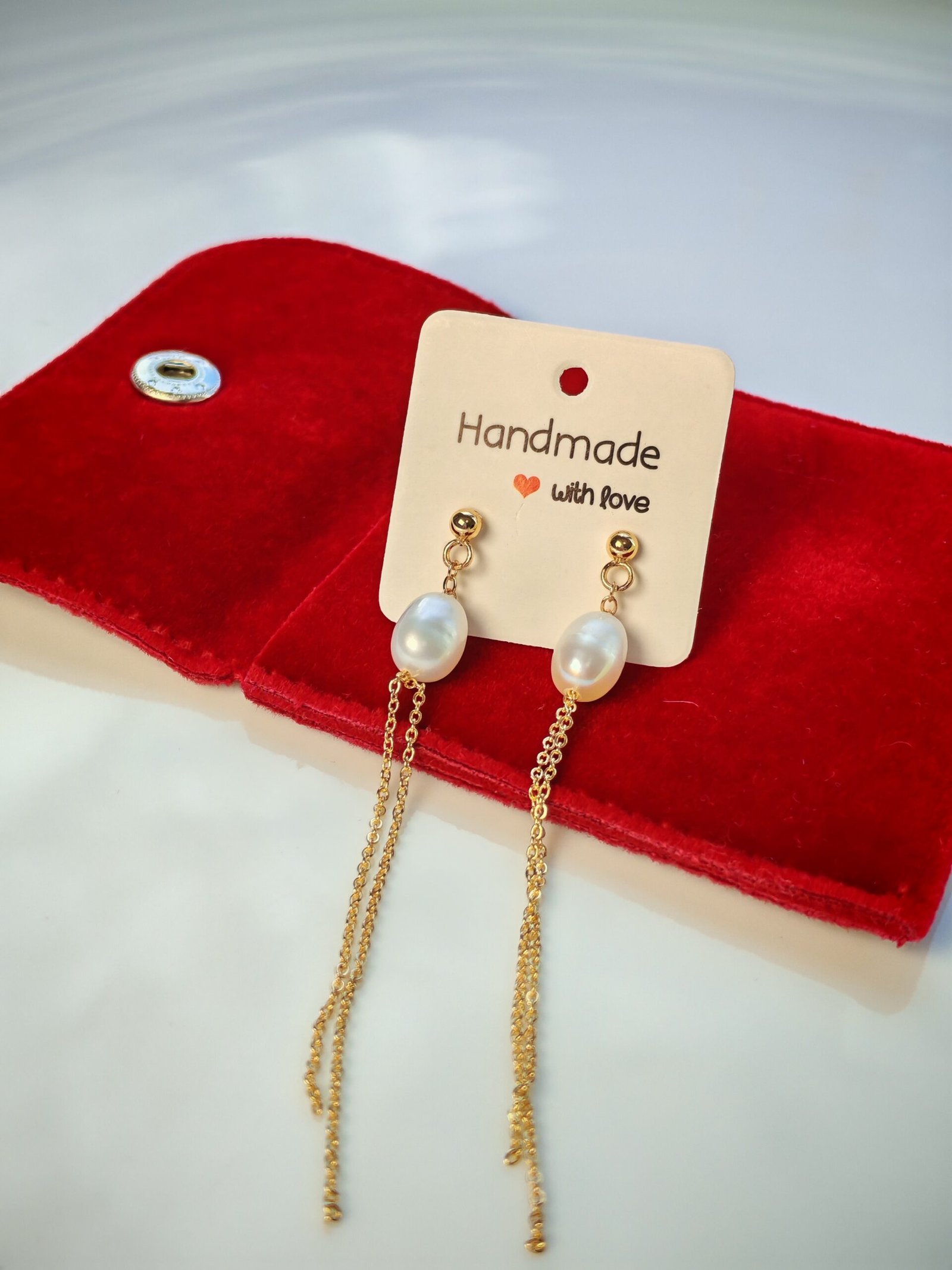 Boucles d'oreilles perle d'eau douce en plaqué or 14, bijoux faits main, cadeau élégant pour femme – Bijou fait main – Cadeau femme - Image 9