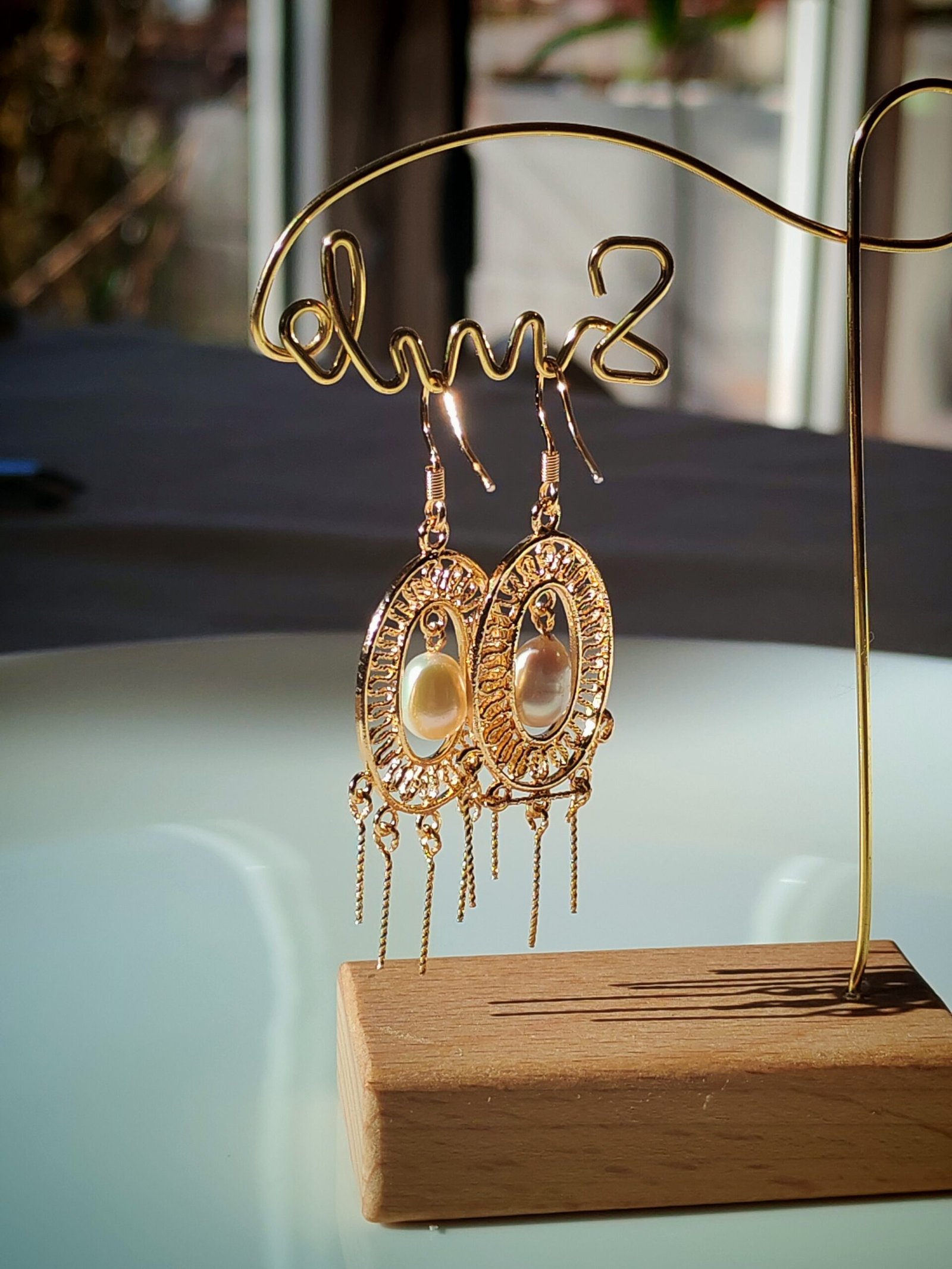 Boucles d'oreilles perle d'eau douce en plaqué or 14, bijoux faits main, cadeau élégant pour femme – Bijou fait main – Cadeau femme - Image 6