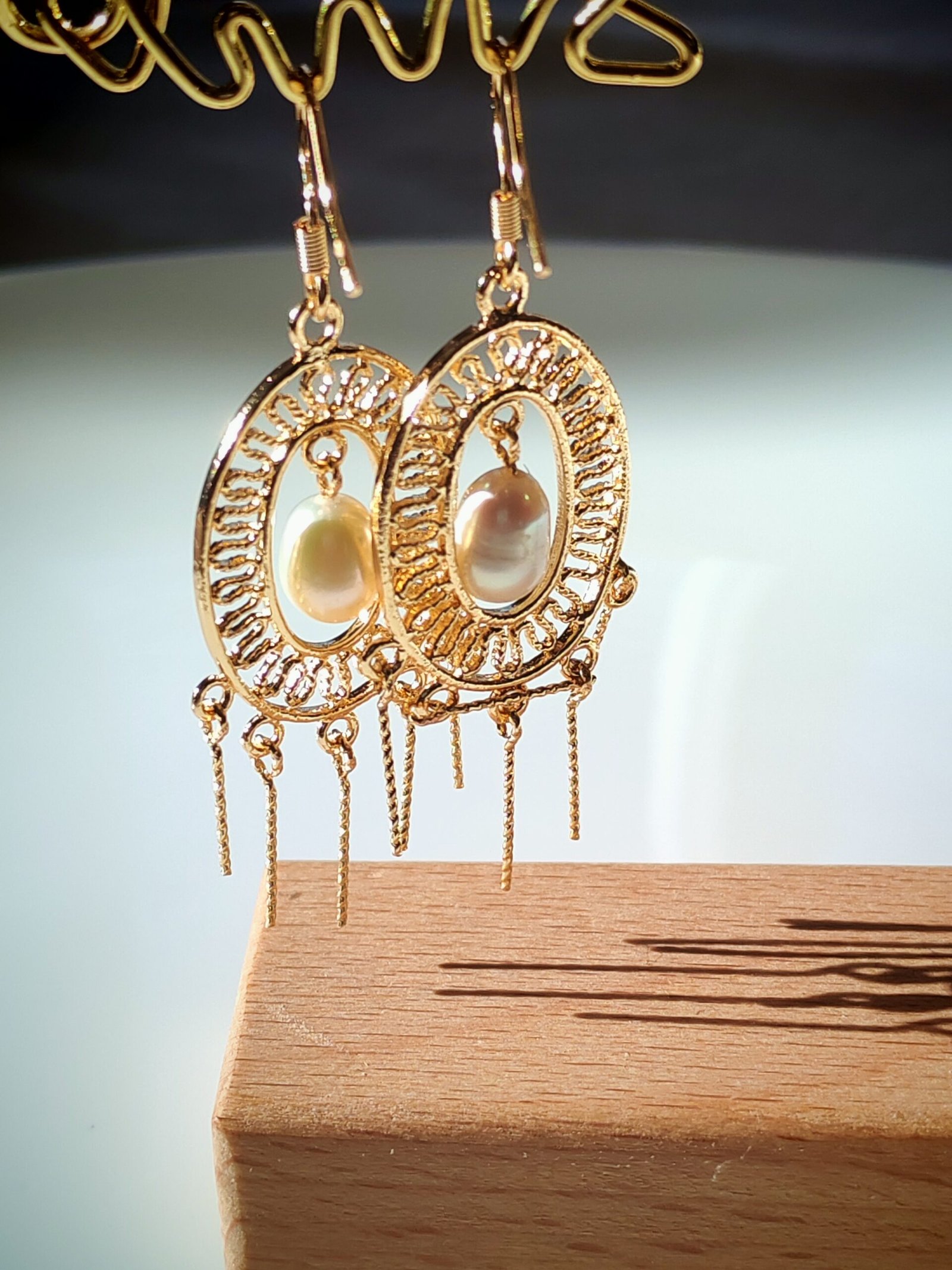 Boucles d'oreilles perle d'eau douce en plaqué or 14, bijoux faits main, cadeau élégant pour femme – Bijou fait main – Cadeau femme - Image 7
