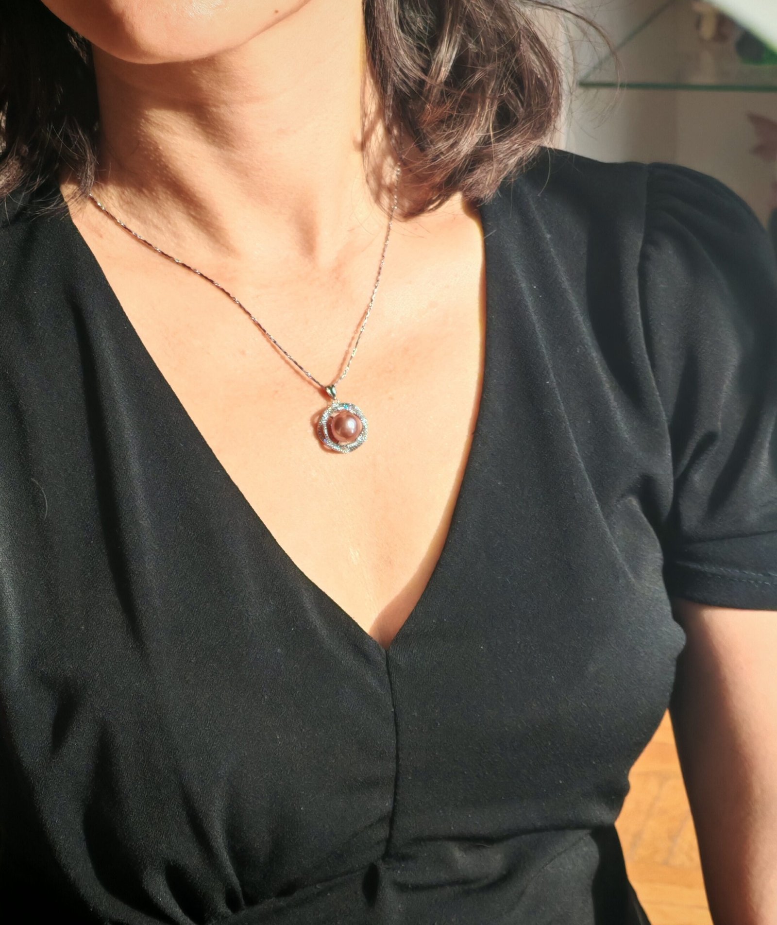 Collier perle pendentif argent sterling plaqué or 18k - Image 10