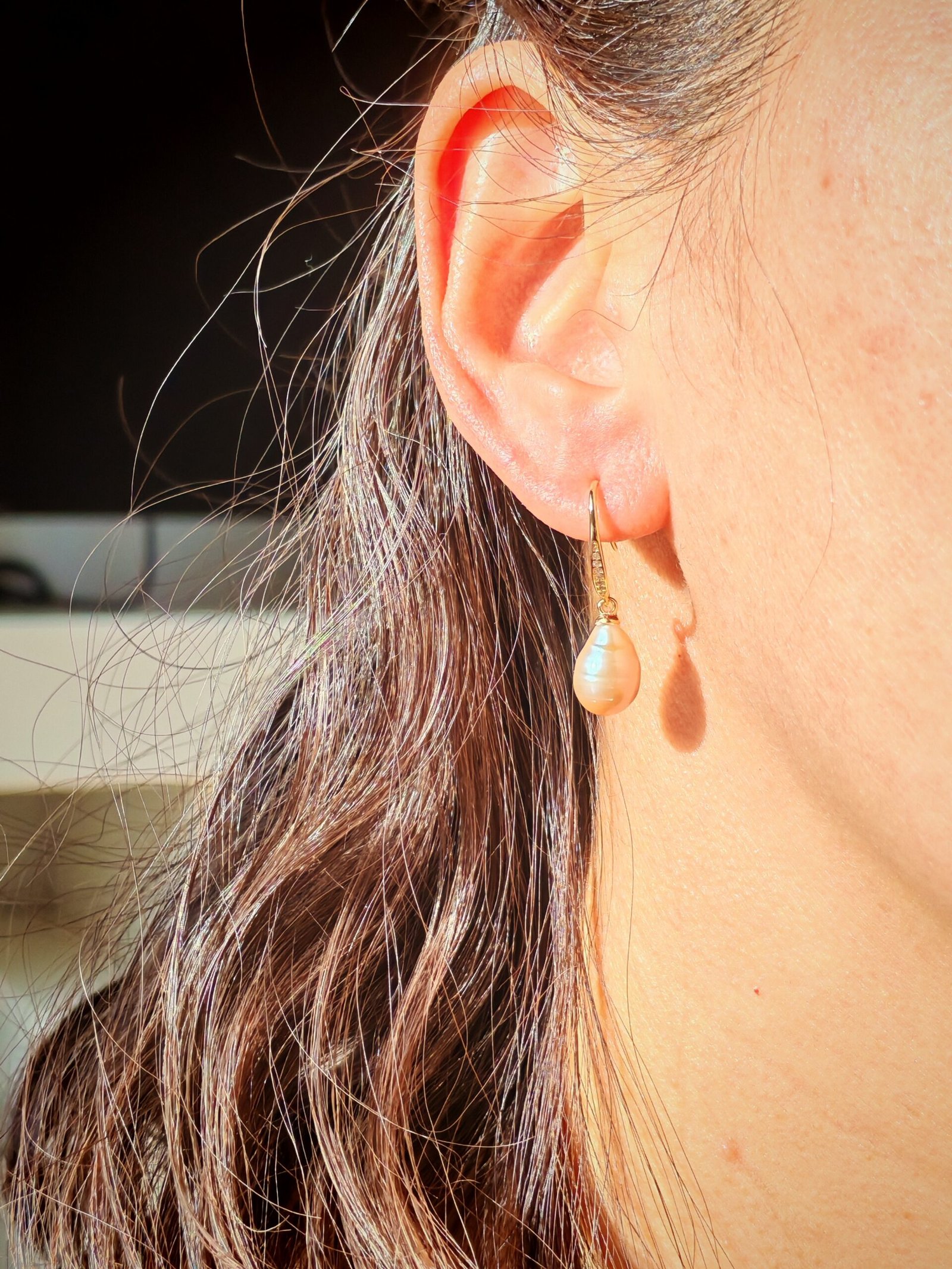 Boucles d'oreilles perle d'eau douce en argent, bijoux faits main, cadeau élégant pour femme – Argent 925 – Bijou fait main – Cadeau femme - Image 12