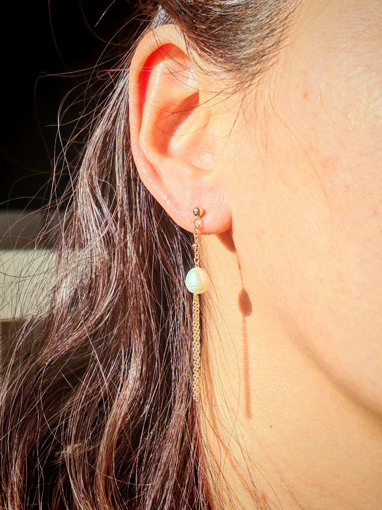 Boucles d'oreilles perle d'eau douce en plaqué or 14, bijoux faits main, cadeau élégant pour femme – Bijou fait main – Cadeau femme - Image 10