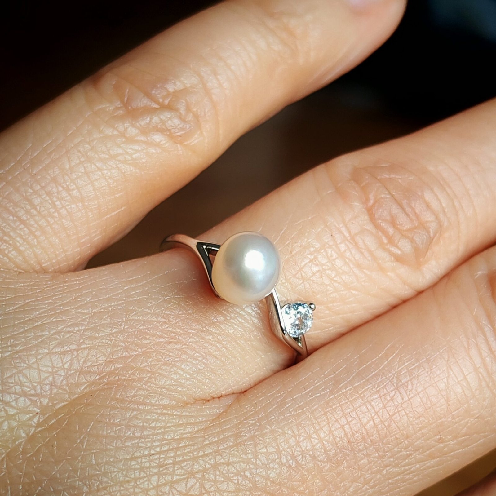 Bague perle d'eau douce en argent, bijoux faits main, cadeau élégant pour femme – Argent 925 – Bijou fait main – Cadeau femme - Image 6