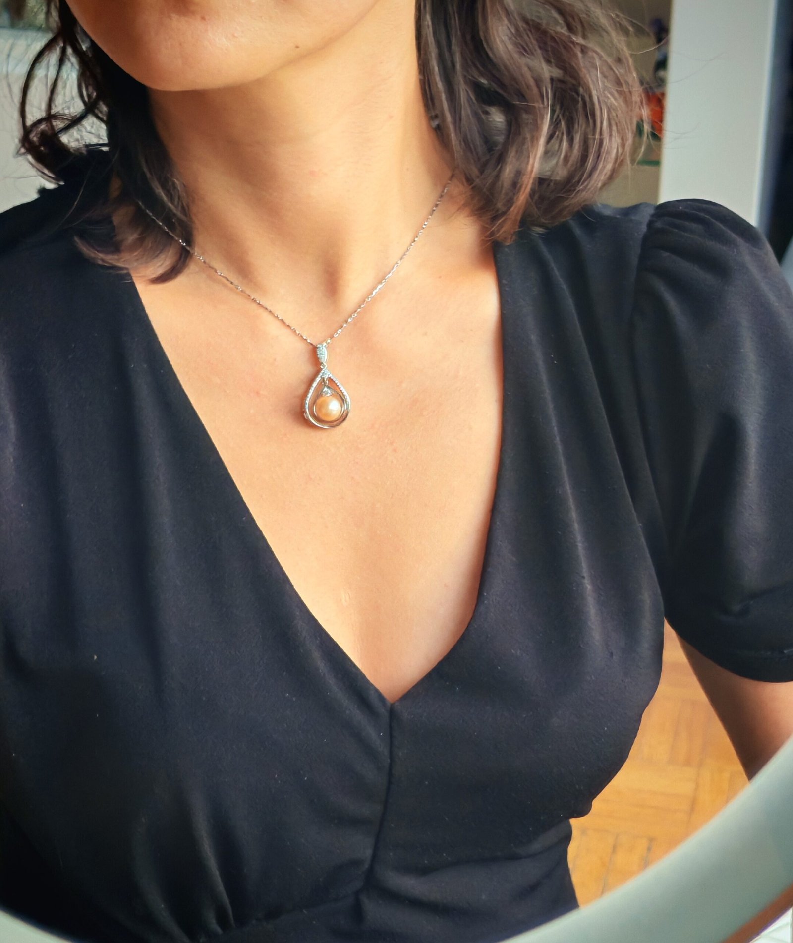 Collier pendentif perles d'eau douce en argent, bijoux faits main, cadeau pour femme - Image 9