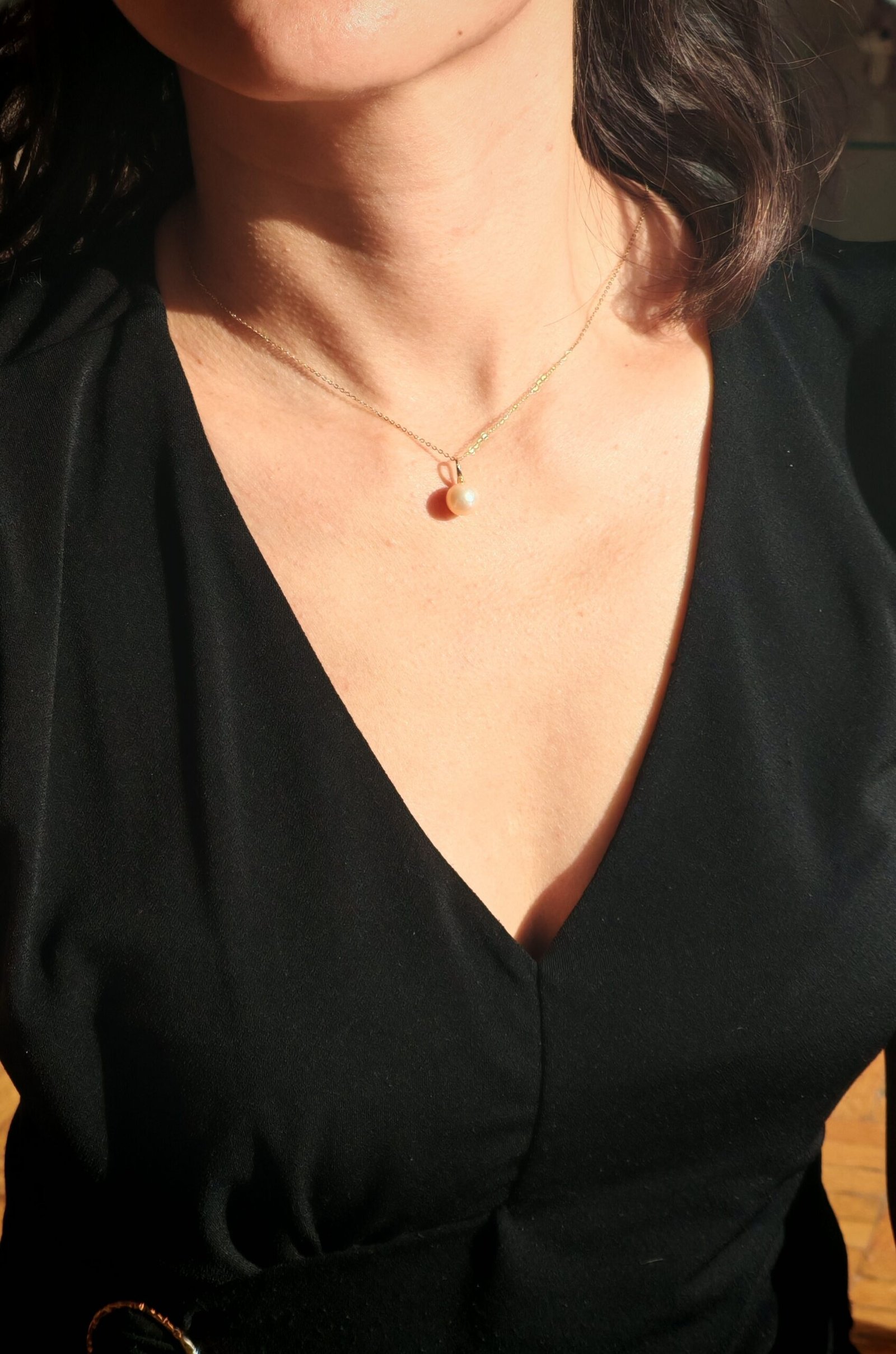 Collier pendentif perle argent sterling plaqué or 18 k - Image 10