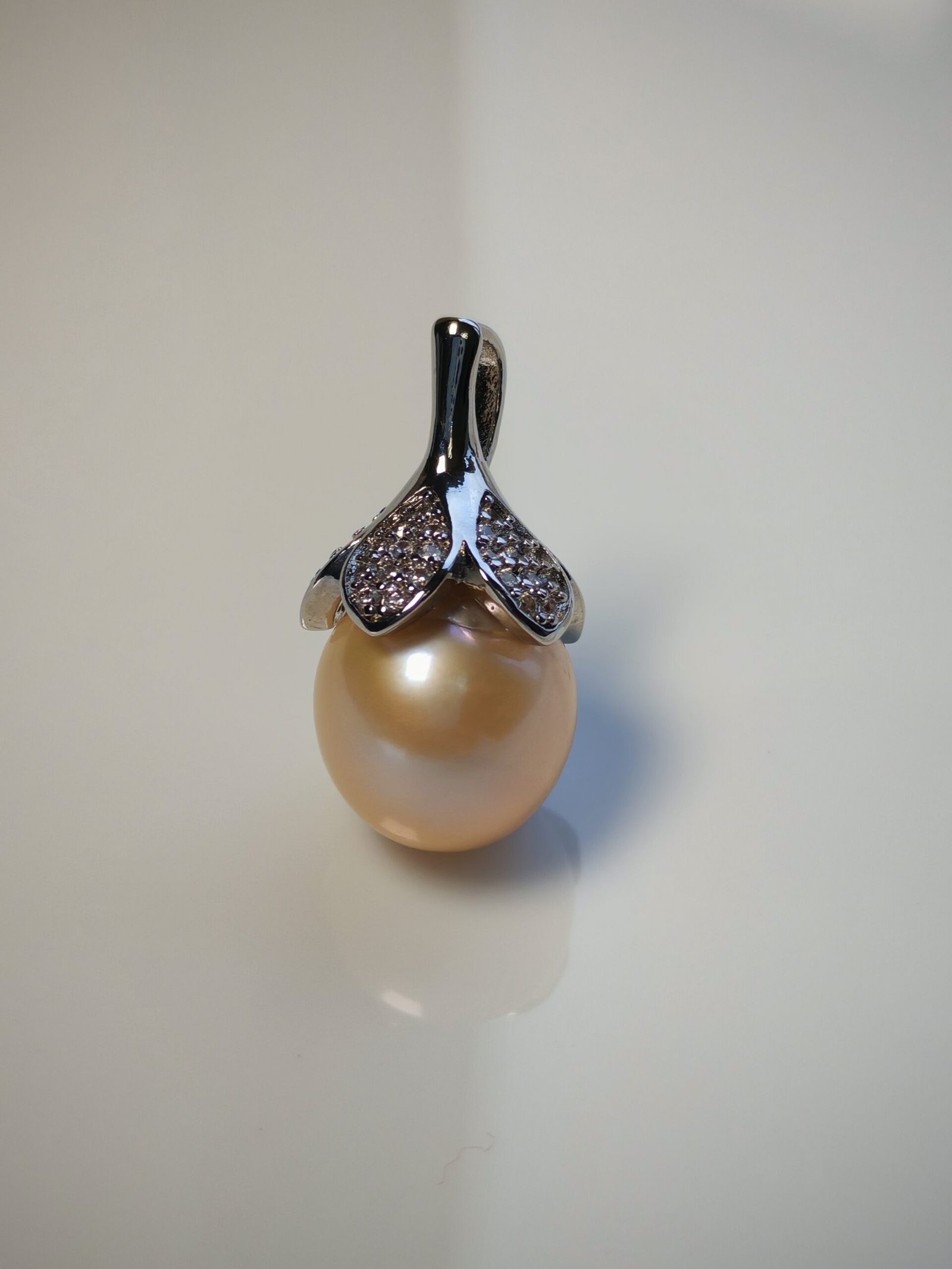 Collier pendentif perle argent sterling plaqué or blanc - Image 9