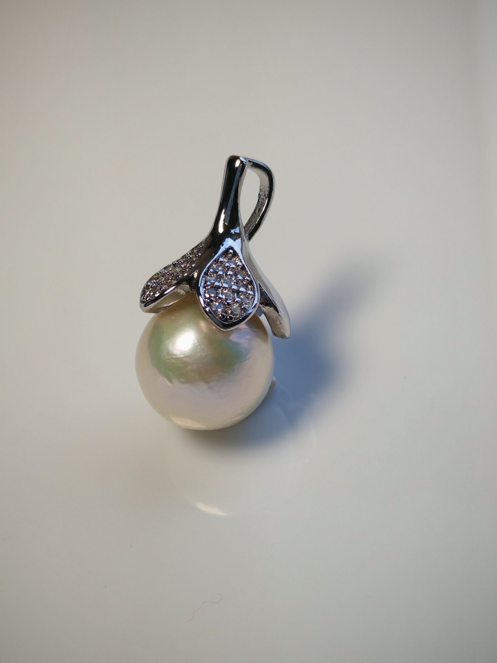 Collier pendentif perle argent sterling plaqué or blanc - Image 7