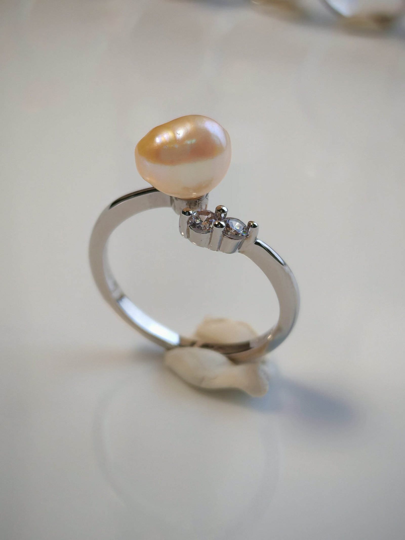 Bague perle d'eau douce en argent, bijoux faits main, cadeau élégant pour femme – Argent 925 – Bijou fait main – Cadeau femme - Image 4