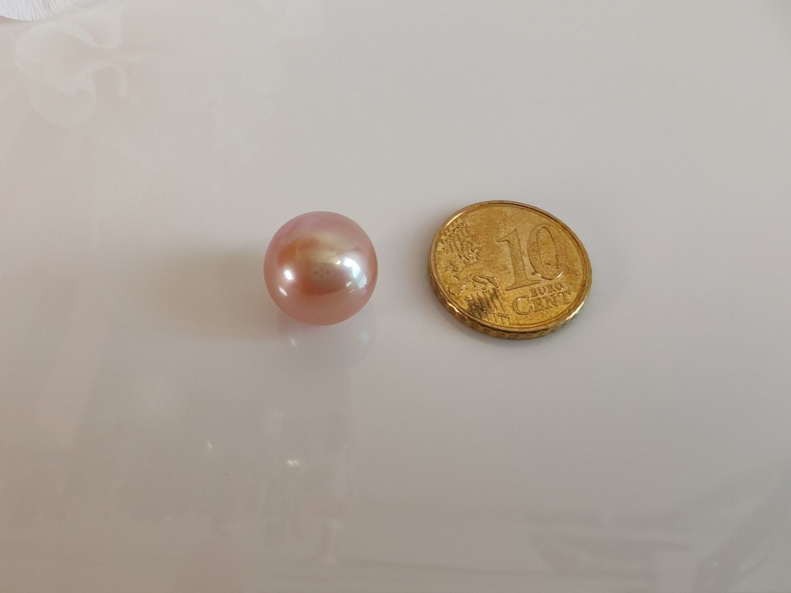 Perle de culture d'eau douce, rose , ronde, 12.4 mm x 1pc - Image 3